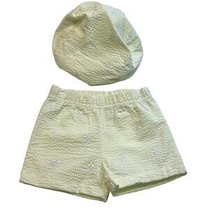 Starting Out Pale Green & White Pinstriped Hat & Shorts w/ Golf Club Decals NWOT